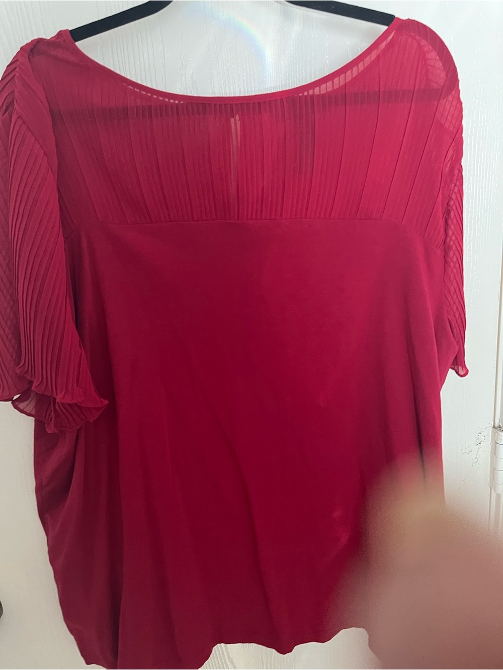 Ralph Lauren Red Pleated Yoke Short Sleeve Blouse 3X